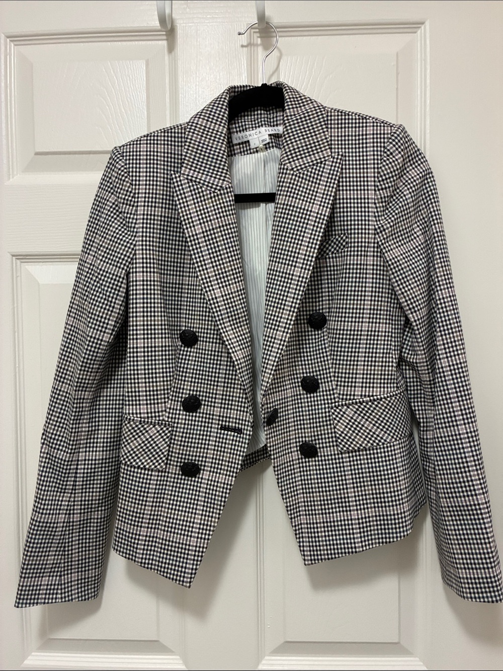 Veronica Beard Houndstooth Double-Breasted Blazer